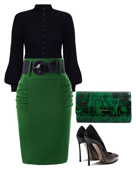 Green and Black by hisprincess2017 on Polyvore featuring Zimmermann and Elie Saab Dark Green Outfits For Women, Church Outfits, Work Style, Complete Outfits, Work Wardrobe, Green And Black, Elie Saab, Business Attire, Work Attire