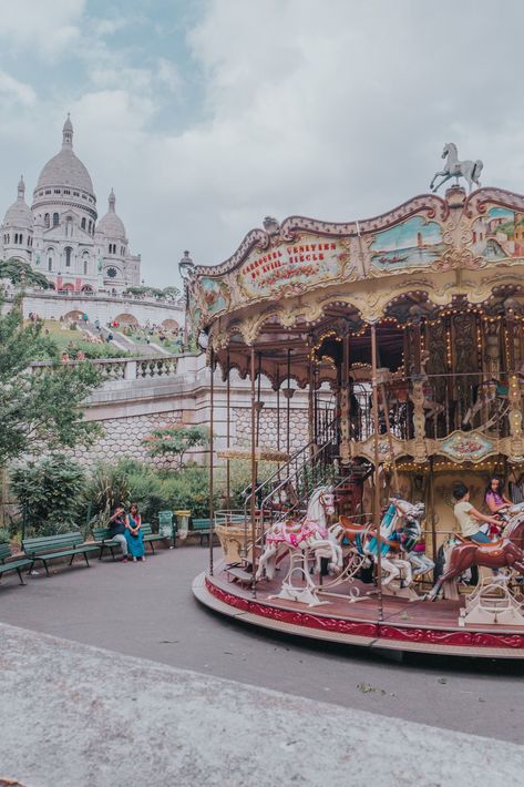 Le Sacre Coeur and Carousel in Paris France  #instagrammableplacesinparis #paris #parisphotos #paristips #paristravel #parisfrance #francephotos #instagrammableparis #montmartre #sacrecoeur Montmartre Paris Photography, Monmarte Paris Aesthetic, Pictures Of Paris, Paris Landscape, Montparnasse Paris, Paris Monuments, Paris Dream, Paris Vibes, Most Instagrammable Places