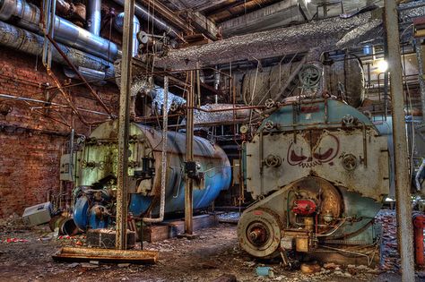 Abandoned Factory Machinery | Flickr - Photo Sharing! Hydropower Plant, Hydro Power Plant, Meat Packing, Home Brewery, Abandoned Factory, Steam Engines, River Falls, White River, Abandoned Buildings