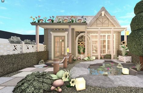 Cottagecore Bloxburg House, Cottagecore Houses, Modern Scandinavian House, Bloxburg Cottage, Winter House Exterior, Bloxburg House Ideas 1 Story, Bloxburg House Ideas Layout, Bloxburg House Ideas 2 Floor, House Decorating Ideas Apartments