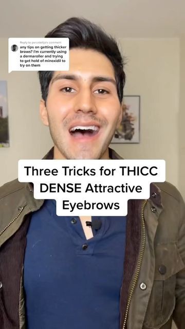 Angel Olavarria on Instagram: "THICC, DENSE, Masculine Eyebrows. Three Simple Tricks." Minoxidil Eyebrows, Masculine Eyebrows, Eyebrow Before And After, Thick Brows, How To Get Thick, Derma Roller, Simple Tricks, Beauty Tips, Eyebrows