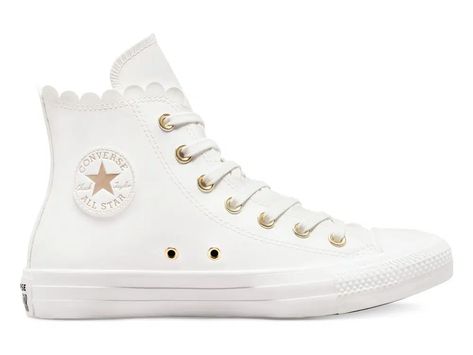 White And Gold Converse, Prom Trainers, Tennis Converse, Womens White Converse, Gold Converse, Converse Collection, White And Gold Sneakers, Cute Converse Shoes, Converse Gold