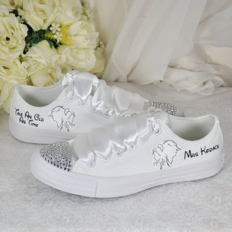 Canvas Bridal, Converse Heels, All White Converse, Alternative Wedding Shoes, Bridal Converse, Veil Accessories, Converse Trainers, Floral Accessories Hair, Flower Shoes