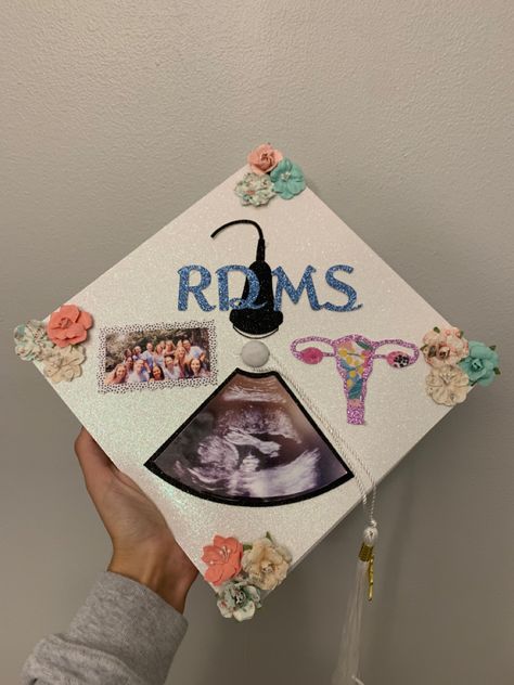 Rdms Grad Cap, Sonographer Graduation Cap, Ultrasound Tech Graduation Cap, Black Ultrasound Technician, Ultrasound Tech Graduation Pictures, Sonography Graduation Pictures, Sonography Graduation Cap, Ultrasound Graduation Pictures, Sonography Student Aesthetic