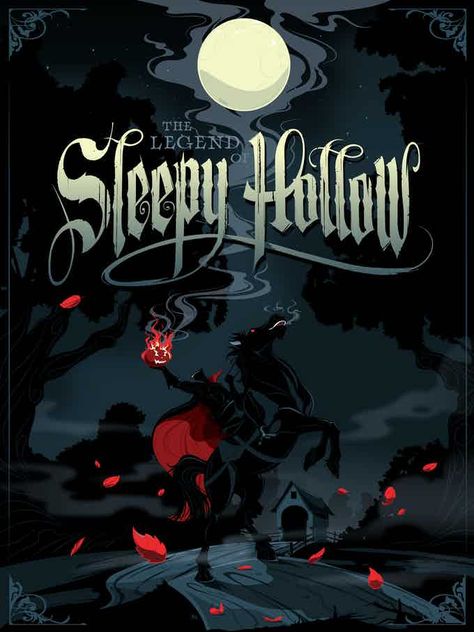 Sleepy Hollow Poster, Sleepy Hollow Halloween, Sleepy Hallow, The Legend Of Sleepy Hollow, Arte Nerd, Legend Of Sleepy Hollow, Halloween Kunst, Hollow Art, Headless Horseman