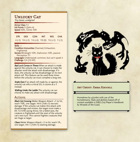 Dnd Pet Ideas, Dnd Cat Familiar, Cute Dnd Pets, Dnd Race Ideas, Dnd 5e Pets, Bad Dnd Character Ideas, D&d Pets, Cat Dnd Character, Dnd Pet Companion