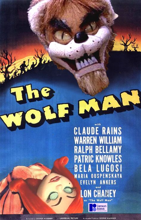 MINION FACTORY: Rankin Bass The Wolf Man 1941, Wolf Man 1941, The Wolf Man, The Wolfman, Classic Monster Movies, Claude Rains, Vintage Films, Wolf Man, Lon Chaney