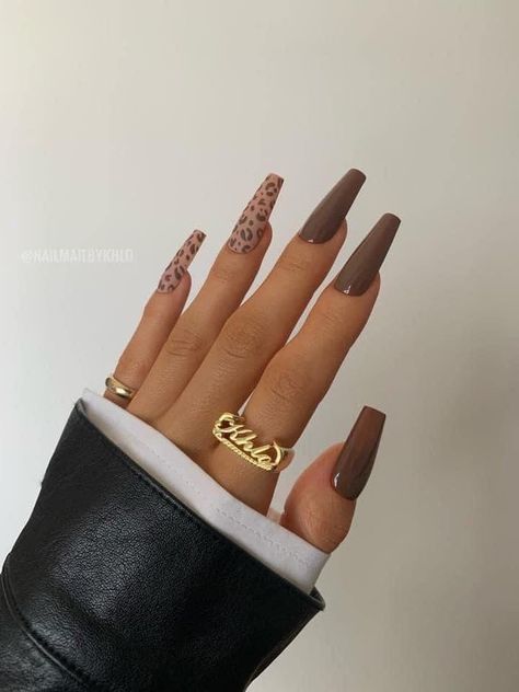 Nails Leopard Print, Nails Leopard, Brown Acrylic Nails, Leopard Print Nails, Colorful Nails, Print Nails, Leopard Nails, Nail Swag, Cuticle Pusher