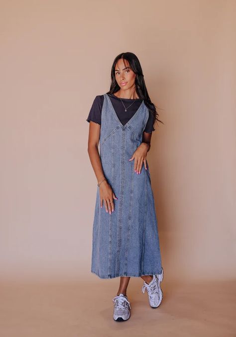 Trendy Boutique Dresses - Fehrnvi Apparel Bridesmaid Tops, Temple Dresses, Baptism Dresses, Mommy And Me Dresses, Denim Overall Dress, Trendy Boutique, Overall Dress, Trending Dresses, New Arrival Dress