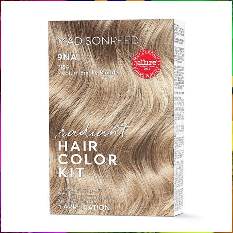 Madison Reed Radiant Hair Color Kit, Permanent Hair Dye, Superior Gray Coverage, Ammonia-Free, Pisa Blonde 9NA Medium Smoky Blonde, Pack of 1 Madison Reed, Neutral Blonde, Hair Gloss, Hair Color Cream, Different Hair Types, Medium Blonde, Gray Coverage, Permanent Hair Dye, Textures And Tones