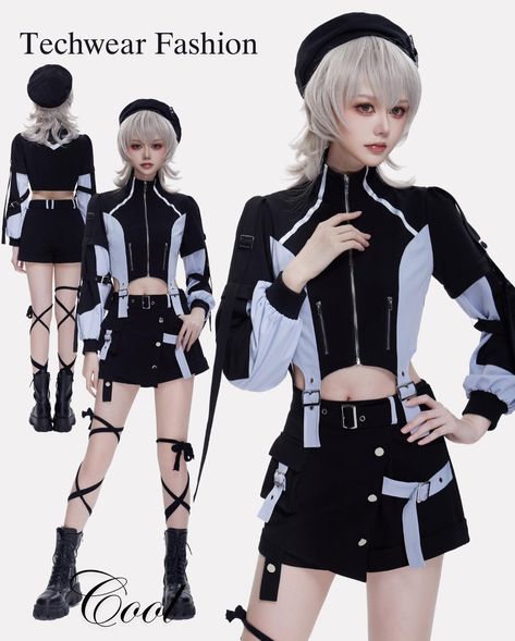 🖤Techwear fashion cropped jacket and skirt set. Search ‘INSPIRED-224’ on devilinspired.com #devilinspired #techwearfashion #techwearoutfit #techwearlooks #coolfashion #ootd #coolgirl Techwear Skirt, Jacket And Skirt Set, Techwear Fashion, Cropped Jacket, English Language, Style Me, Skirt Set, Ootd, Skirt