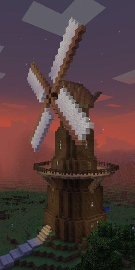 Minecraft Carousel, Wind Mill Minecraft, Cute Things To Build In Minecraft, Minecraft Cool, Villa Minecraft, Construction Minecraft, Case Minecraft, Minecraft Decoration, Capas Minecraft