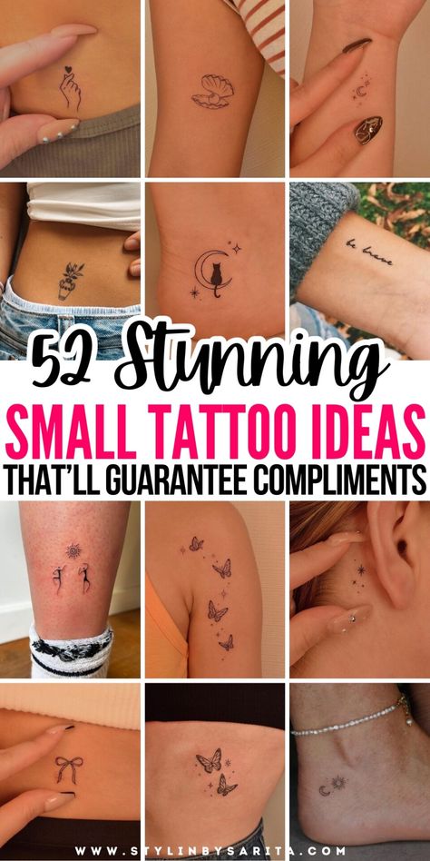 50+ INSANELY CUTE SMALL TATTOO IDEAS TO COPY - Stylin by Sarita Small Charm Tattoo, 2in Tattoo Ideas, Italian Design Tattoo, Where To Put A Small Tattoo, Classy Minimalist Tattoo, Tattoos For Women Medium Size, Female Small Tattoos Ideas, Minimal Feminine Tattoo, Slow Down Tattoo Ideas