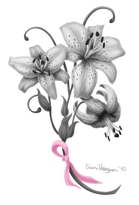 250+ Lily Tattoo Designs With Meanings (2021) Flower ideas & Symbols Bc Tattoo, Moms Tattoo, Tiger Lily Tattoos, Pink Ribbon Tattoos, Survival Tattoo, Lillies Tattoo, Lily Tattoo Design, Survivor Tattoo, Lily Flower Tattoos