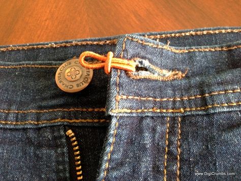 Waist Extender - Easy DIY to make Pre-Pregnancy Pants Fit Longer Altering Pants, Pregnancy Pants, Button Extender, Diy Pants, Diy Vetement, Denim Crafts, Pre Pregnancy, Jeans Diy, Pants Fit