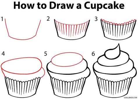 How to Draw a Cupcake Step by Step Drawing Tutorial with Pictures | Cool2bKids Tracing Pictures, Cupcake Drawing, Cupcake Tutorial, Easy Drawings For Beginners, Cupcake Art, Drawing Step, Food Drawing, Journal Doodles, Drawing Lessons