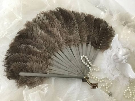 Antique Edwardian Ostrich Feather fan  ostriches Spring fans Burlesque Wedding, Ostrich Feather Fan, 1920s Decor, Feather Crown, Diamond Jewelry Set, Feather Fan, Edwardian Style, Umbrellas Parasols, Silk Bow