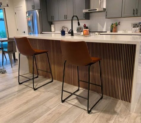 Wood Slats for Kitchen Island - Etsy Sweden Brick Kitchen Island, Kitchen Island Panels, Slate Kitchen, Wood Island, Wood Slat Wall, Rustic Modern Kitchen, Katy Tx, Sun Valley, Kitchen Design Ideas