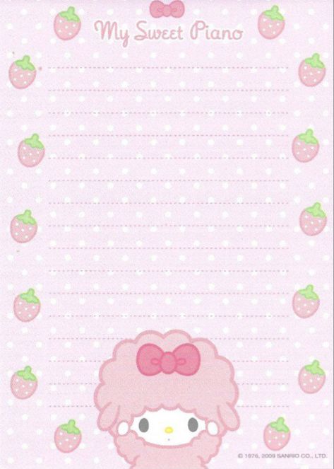 Sanrio Scrapbook, Hello Kitty Notes, Hello Kitty Printable, Kawaii Paper, Memo Pad Design, Printable Stationary, Hello Kitty Printables, Writing Paper Printable Stationery, Note Writing Paper