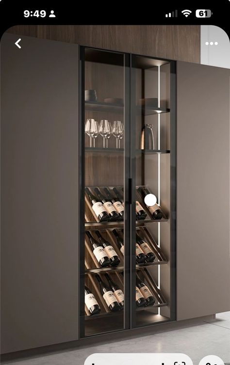 Luxury Cabinet Design, Modern Luxury Cabinet, Wine Cabinet Design, Wine Cellar Modern, Wine Corner, Glass Wine Cellar, Wine Closet, Home Bar Rooms, Cabinets Design