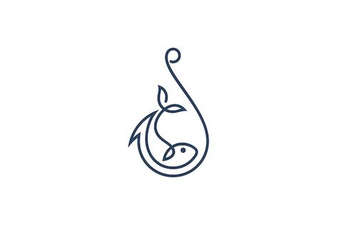 Simple Fish Hook Tattoo, Simple Fish Design, Abstract Fish Tattoo, Fishing Logo Design Ideas, Fish Outline Tattoo, Fish Shop Logo, Fishing Symbol, Fish Logo Design Ideas, Simple Fish Tattoo