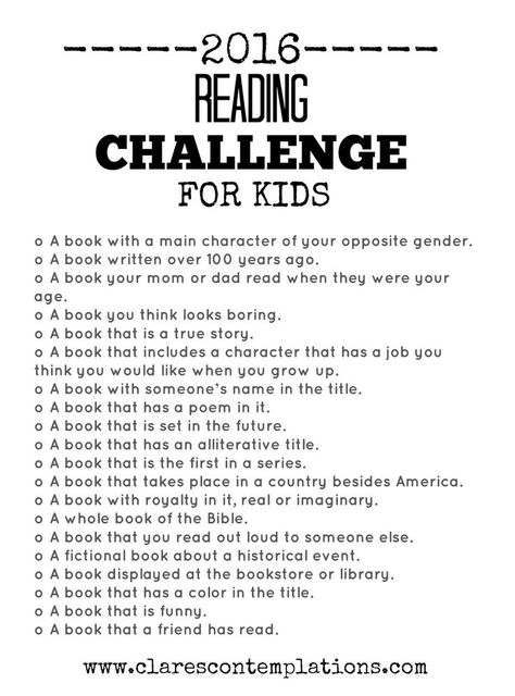 2016 Reading Challenge (For Kids!)-this is *perfect* way to get your children to read more this year! It's like a scavenger hunt and book program in one. Find the types, read them and check them off. No specific books required, so you can get everything from the library. Free printable, too! Reading Challenge For Kids, Genre Challenge, Reading Contest, Reading Incentives, Summer Reading Challenge, Kids Book Club, Book Program, Grandparenting, Reading Club