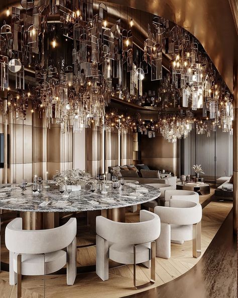 M.Serhat Sezgin on Instagram: “One of the last works of 2021. A special room, and the design and, as always, the visualization of this special room is mine. The comments…” Luxury Dining Room Mansions, Luxury Dining Room Decor, Modern Contemporary Dining Room, Dining Room Design Luxury, Modern Contemporary Dining, Modern Luxury Interior, Luxury Dining Tables, Unique Dining Tables, Birthday Room Decorations