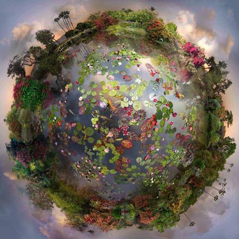 Future Memories: Floating Miniature Worlds Assembled from Hundreds of Photographs We Are The World, Arte Fantasy, Of The Earth, Water Lilies, Earth Day, Mother Earth, Visual Artist, Mother Nature, The Earth