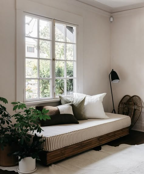 Daybed By The Window, Daybed Ideas, Diy Daybed, Los Angeles Real Estate, Office Guest Room, Ideas For Small Spaces, Real Estate Team, Compact Living, Spare Bedroom