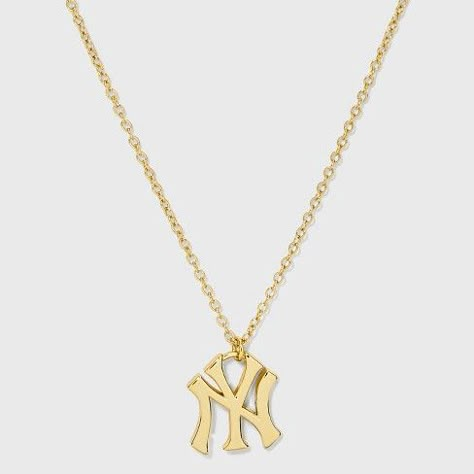 Bijoux Sport by Luv Aj MLB Gold Plated Brass Logo Charm Necklace - New York Yankees Gold New York Necklace, Yankees Necklace, Amanda Thomas, 2025 Wishlist, Luv Aj, Nameplate Necklace, Target Clothes, Brass Charms, Accessories Jewelry Necklace