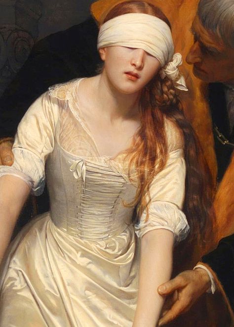 The Execution of Lady Jane Grey, detail, 1833.     The Execution of Lady Jane Grey, detail, 1833. Paul Delaroche Paul Delaroche, Jane Grey, Lady Jane Grey, Lawrence Alma Tadema, Jane Gray, Istoria Artei, Tudor History, Grey Painting, Classic Paintings