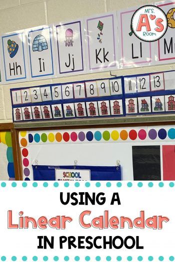 Have you ever tried a linear calendar in your preschool classroom? More developmentally appropriate than a traditional calendar, a linear calendar will help your kiddos understand the passage of time in a way that is meaningful to them. Learn how to set up and use a linear calendar in your classroom! Calendar For Preschool, Linear Calendar, Classroom Numbers, Circle Time Board, Circle Time Games, Preschool Calendar, What Day Is Today, Calendar Numbers, Number Sets