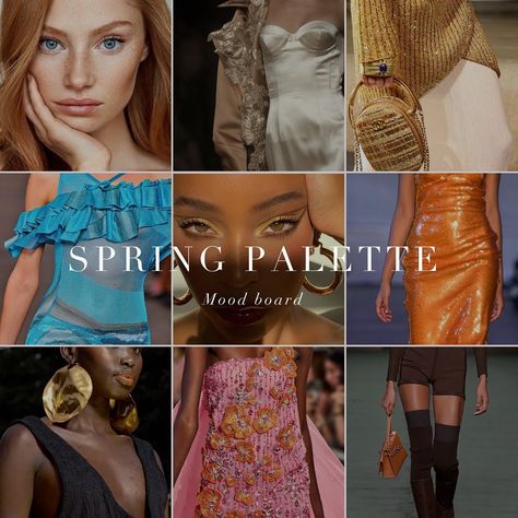 Fall in love with your colour season: captivating spring palette mood board inspiration. . #coloranalysis #colouranalysis #springpalette #truespring #warmspring #brightspring #lightspring Bright Spring Aesthetic, Spring Color Palette Clothes, Soft Spring Color Palette, True Spring Color Palette, Light Spring Color Palette, True Spring Colors, Colour Season, Light Spring Colors, Color Seasons