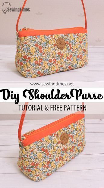 Handbags To Make, Diy Small Purse Pattern, How To Sew A Shoulder Bag, Sewing A Small Bag, Shoulder Purse Pattern, Shoulder Purse Bag, Handmade Purses How To Make, Free Shoulder Bag Patterns To Sew, Small Handbag Pattern