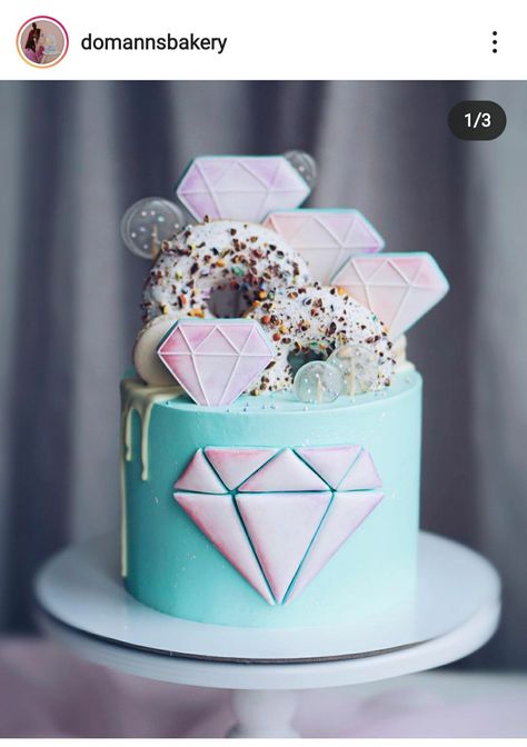 Diamond Cake Design, Diamond Cake Ideas, Diamond Theme Party Ideas, Diamond Birthday Cake, Diamond Theme Party, Diamond Cake, Diamond Birthday, 1st Bday Cake, Diamond Theme