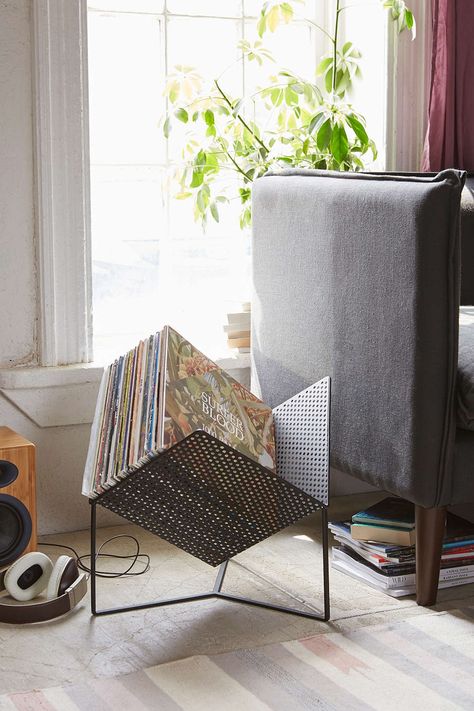 Half Cube Vinyl Rack- but I'm picturing one made of wood, of course :) Lp Regal, Vinyl Rack, Vinyl Record Storage Shelf, Display Visual Merchandising, Vinyl Record Collection, Vinyl Record Storage, Vinyl Storage, Record Storage, Record Collection