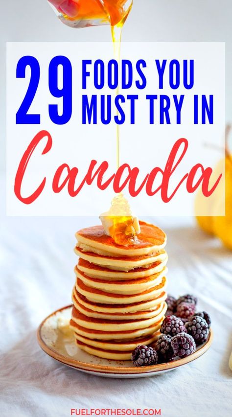 You may not think of food when you think of Canada. But it's foodie bucket list heaven! Canadian meals & traditional recipes are delicious & fun. Learn more in our guide & facts to poutine (yup, french fries covered in cheese curds & gravy), maple syrup, Nanaimo bars, butter tarts, Beaver Tails, desserts & meat pies. Eat & drink your way through a road trip vacation in Nova Scotia; Montreal, Quebec; Toronto & Ottawa, Ontario; Vancouver, British Columbia. #travel #canada #food Fuelforthesole.com Canadian Meals, Canada Recipes, Canadian Dishes, Canadian Christmas, Columbia Travel, Canadian Cuisine, British Columbia Travel, Beaver Tails, Nanaimo Bars