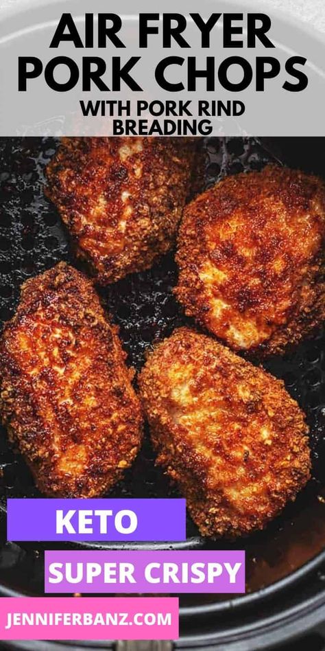 Pork Rind Crust, Keto Pork Rinds, Air Fry Pork Chops, Air Fryer Recipes Healthy Low Carb, Air Fryer Recipes Keto, Keto Pork Chops, Keto Pork, Air Fryer Pork, Pork Rind