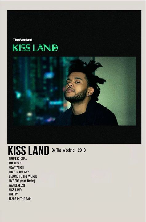 minimal polaroid album cover poster for kiss land by the weeknd Kiss Land Poster, Weekend Album, The Weeknd Album Cover, Weekend Song, The Weeknd Albums, Kiss Land, The Weeknd Songs, Starboy The Weeknd, Rap Album Covers