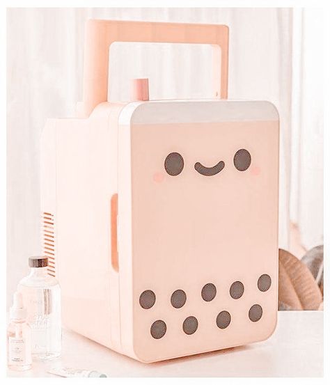 Cute Boba, Skincare Fridge, Preppy Accessories, Bubble Tea Boba, Army Room, Kawaii Cooking, Kawaii Toys, Mini Fridges, Stash Box