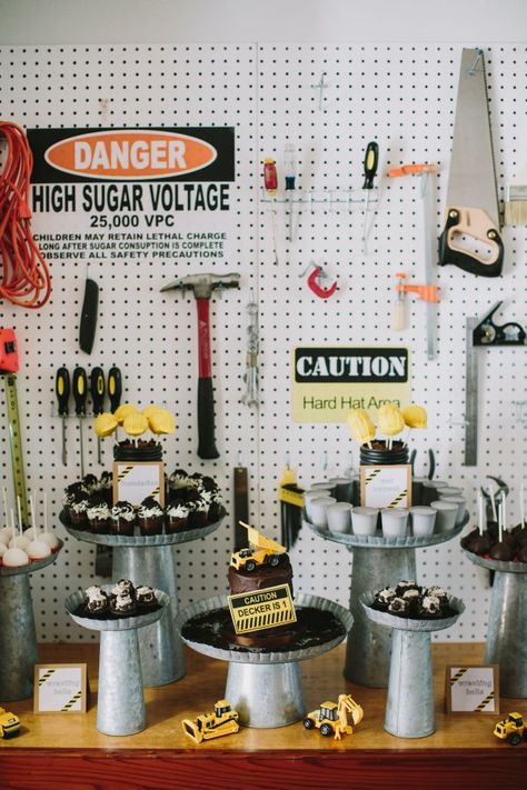 construction birthday party | Inspired by This Construction Themed First Birthday Party | Inspired ... Tools Birthday Party, Construction Theme Birthday Party, Construction Theme Party, Cakes And Desserts, Construction Birthday Parties, Construction Theme, Construction Party, Construction Birthday, 3rd Birthday Parties