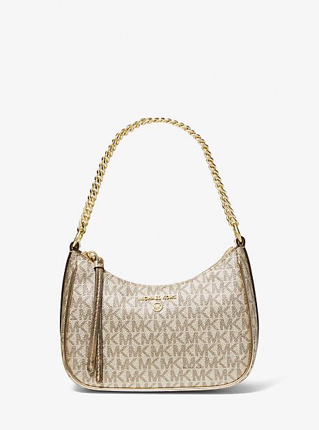 Pretty Purses, Dream List, Daily Bag, Fancy Bags, Handbag Charms, Pale Gold, Gold Logo, Handbags Michael Kors, Small Shoulder Bag