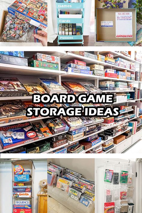 Board Game Cart, Osmo Game Storage Ideas, Organize Board Games Storage Solutions, How To Store Board Games, Game Storage Closet, Board Game Storage Cabinet, Board Game Storage Ideas, Game Storage Ideas, Store Board Games