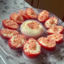 Strawberry Shortcake Deviled Eggs, Strawberry Deviled Cheesecake, Strawberries And Cream Cheese Recipes, Devil Strawberries, Deviled Cheesecake Strawberries, Deviled Strawberry Cheesecake, Strawberry Cheesecake Deviled Eggs, Cheesecake Deviled Strawberries Recipe, Strawberry Cream Cheese Bites