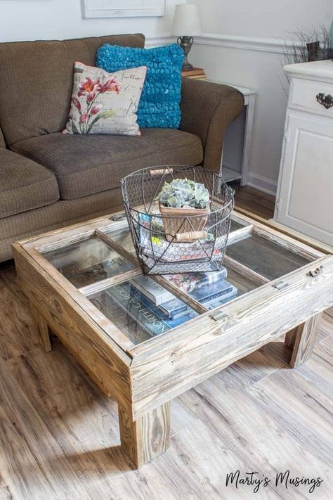 Old Window Table, Pallet Furniture Table, Make A Window, Window Coffee Table, Shabby Chic Furniture Diy, Window Table, Shabby Chic Room, Rustic Storage, Rustic Shabby Chic