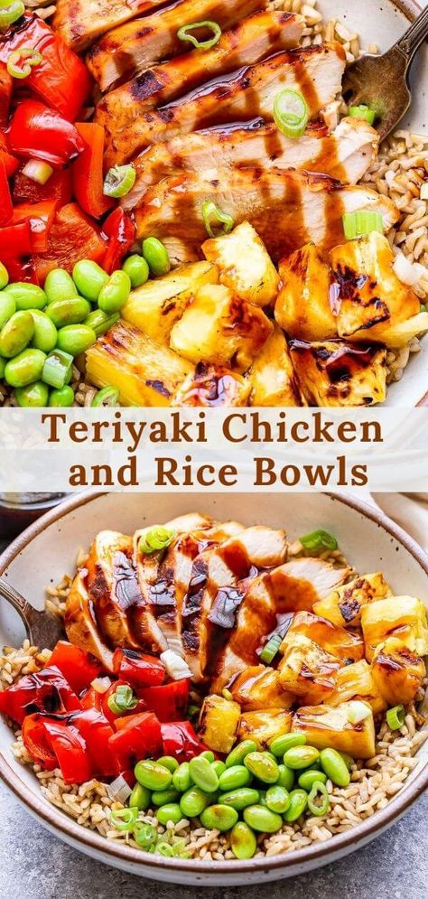 Teriyaki Chicken And Rice, Healthy Bowls Recipes, Rice Bowls Recipes, Healthy Bowls, Health Dinner, Dinner Bowls, Chicken And Rice, Health Dinner Recipes, Think Food