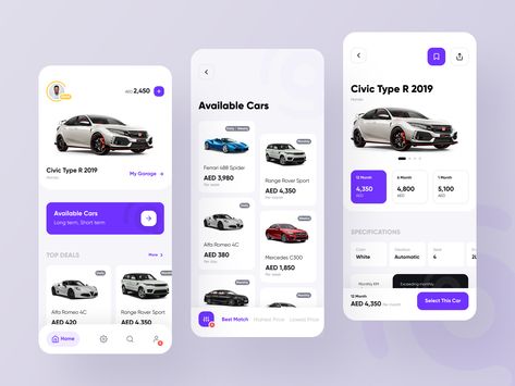 Car Rental app by Farshid Darvishi Best App Design, Health App Design, Car Rental App, Car App, Car Ui, Ux App Design, Ui Ux App, Mobile App Design Inspiration, Mobile Ui Design