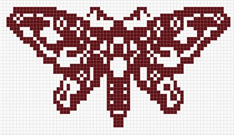 WitchWolfWeb Creations: Beautiful Moth Moth Pixel Art, Moth Grid Pattern, Yarn Halloween, Moth Crochet Tapestry, Moth Alpha Pattern, Bug Alpha Pattern, Plastic Bead Crafts, Cross Stitch Moth Pattern, Grid Crochet