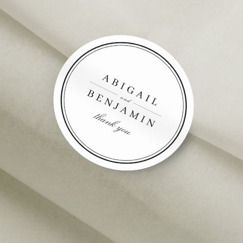 Elegant black and white minimalist wedding favor classic round sticker Weding Gift, White Minimalist Wedding, Wedding Stickers Labels, Black And White Minimalist, Wedding Labels, White Minimalist, Wedding Stickers, Wedding Outfits, Wedding Humor