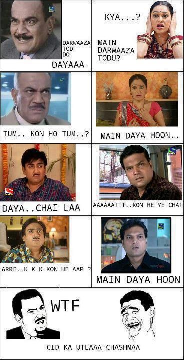 #CID ka Ulta Chasma. #LOL #PJ Cid Funny Jokes, Cid Jokes, Funny Jokes In Hindi Latest, Tmkoc Memes, Funny Headlines, Really Funny Quotes, Funny Cartoon Memes, Very Funny Memes, Sarcastic Jokes